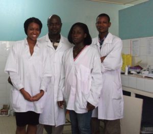 Me and clinical staff at Taabo Hospital Clinical Laboratory